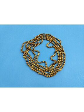 Tibetan Tiger's Eye Beaded Stone Necklace Five Layer